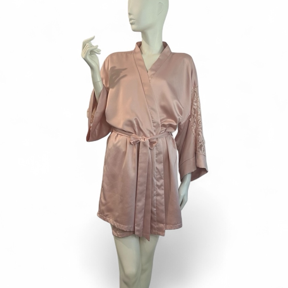 In Bloom by Jonquil Satin & Lace Shorty Robe